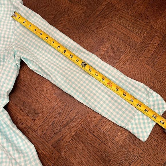 Talbots Size XL Aqua Blue Gingham Preppy Button Up Shirt - Picture 5 of 8